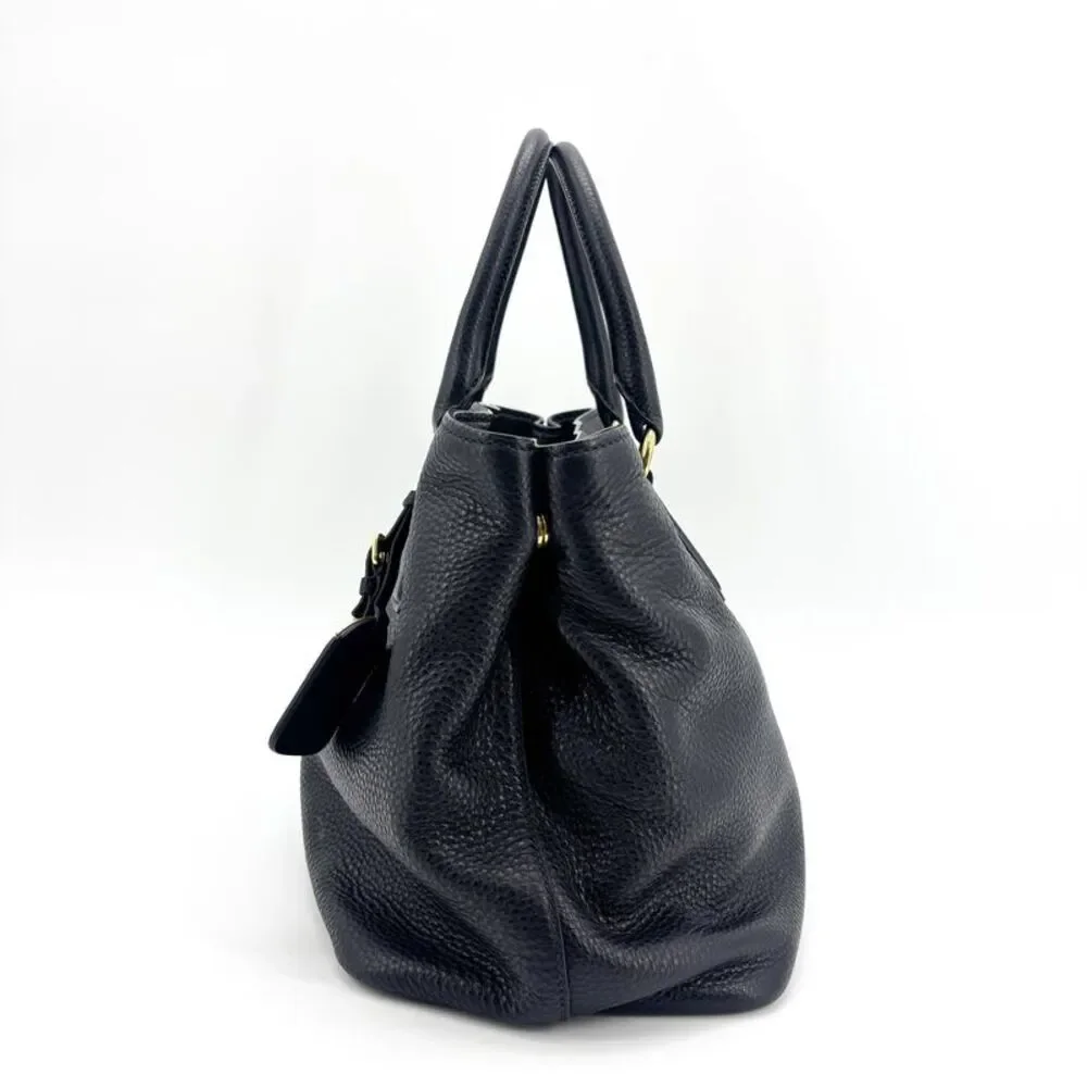 Prada Vitello Phoenix Tote Bag Black with Gold Hardware